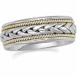 18K Yellow Gold and Platinum Handwoven Wedding Band For Men and Women - Size 11