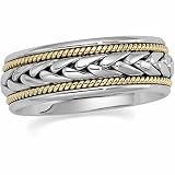 18K Yellow Gold and Platinum Handwoven Wedding Band For Men and Women - Size 11