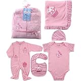 Hudson Baby 6-Piece Baby Clothing Little Sweetie Girls Gift Collection - Pink
