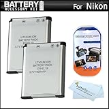 2 Pack Battery Kit For Nikon COOLPIX S100 16 MP CMOS Digital Camera Include ....