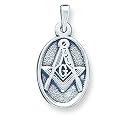 Sterling Silver Antiqued Masonic Pendant with 20 inch Sterling Silver Chain