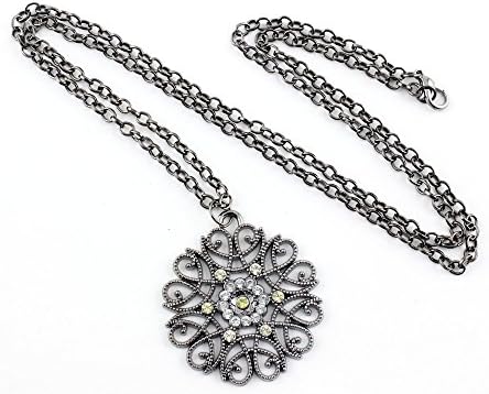 1 PCS Necklace Pendent XL0045 Colorful flower Rhinestone Decoration Woman Jewelry Costume Choker Retro Bronze