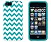 DandyCase 2in1 Hybrid High Impact Hard Aqua & White Chevron Pattern + Silicone Case Case Cover for Apple iPhone 5S & iPhone 5 (not 5C) + DandyCase Screen Cleaner