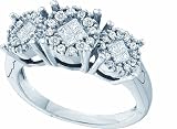 Ladies 14k White Gold .50 Ct Princess Round Cut Diamond Ring