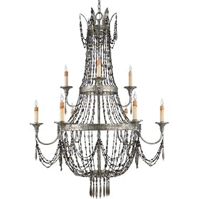 Quoizel Heather Century Silver Leaf Nine-Light Chandelier