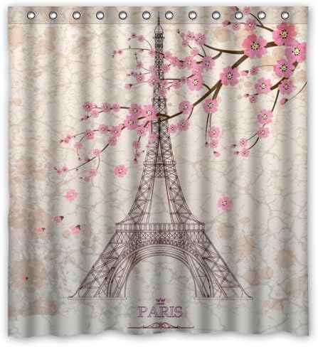 Hello 66x72 inches Paris Eiffel Tower Shower cutain