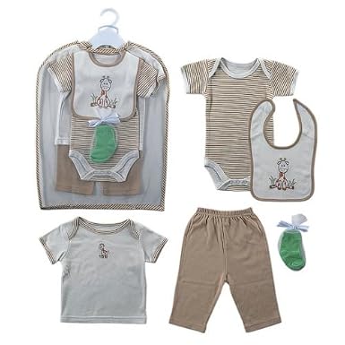 Hudson Baby Brown and White 6 Piece Gift Collection