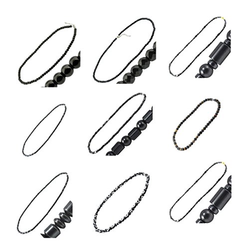 Unisex Black Magnetic Simulated Hematite Stone Beaded Strand Necklace