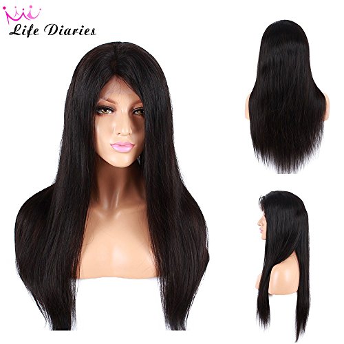 Life Diaries 150% Density Silky Natural Straight Glueless Lace Front Wigs 8A Unprocessed Brazilian Virgin Human Hair Lace Front Wig for Women(18