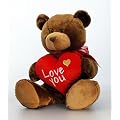 45cm Crumble Brown Bear Holding a Red heart with "Love You" inscribed on it