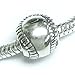 .925 Sterling Silver Sport Round Baseball Bead Charm For European Charm Bracelets