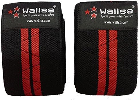 Knee Wraps for Gym Training, Weightlifting, Powerlifting and Crossfit Training - 2 meters / 78 inches long each wrap - 1 pair/ 2 wraps (Black-Red)