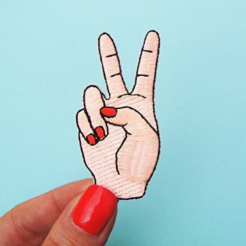 FairyMotion 1Pcs Peace Hand Iron On Patch Sewing On Embroidered Applique Sewing Patch Clothes Stickers Garment Diy Apparel Accessories Perfect Patches