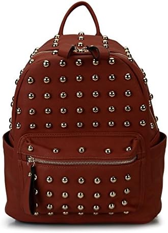 Rimen & Co. Stud Accent Multi Pocket Fashion Backpack (Coffee)