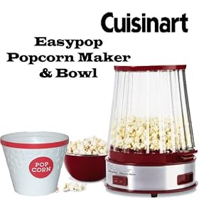 Cuisinart CPM-900 Easypop Popcorn Maker Stainless Steel and Red Wth Pop Corn Bowl.