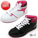 Lindo 'Hi Top' Womens Trainer/Shoe available in Black and Pink or White and Pink