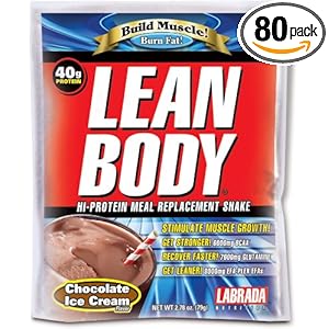 Labrada Nutrition Lean Body Meal Replacement Powder, Chocolate Ice Cream, 2.78-Ounce Packets (Pack of 80)
