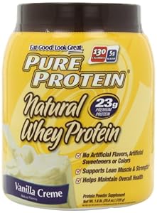 Pure Protein 100 %  Natural Whey Protein, Vanilla Creme, 1.6 Pounds