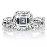 Devon's 1.5 CT Asscher Cut CZ Wedding Ring Set