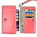 Smart Phone Wristlet, caseen® Bella Wallet Clutch Purse Case (Coral) for Apple iPhone 6S 6 5S 5C 5 4S 4, Samsung Galaxy S5 S4 S3, Google Nexus 5X 5, LG G2, HTC One M7, Sony Xperia Z Z3 Compact / Z3v, Moto X G E, Droid MAXX Razr Mini [Up to 5.75 x 3.1 Inch Smartphone] - Regular Size