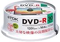 TDK 録画用DVD-R デジタル放送録画対応(CPRM) 1-16倍速 インクジェットプリンタ対応(ホワイト・ワイド) 30枚スピンドル DR120DPWC30PU