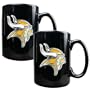 NFL Minnesota Vikings Two Piece Black Ceramic Mug Set - Primary Logo