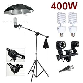 Ardinbir Studio 400W Photo Boom Umbrella kit with Continuous Light, Grip head and Stand