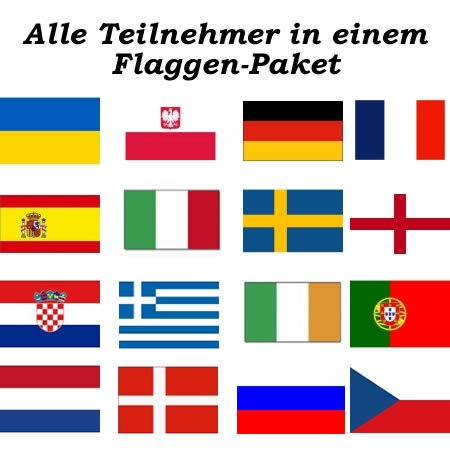 EM 2012 Teilnehmer – 16 Fahnen Set inkl. Trendshop Bonus