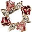 Rose Wreath Crystal Rhinestone Gold-Tone Brooch Pin - Pink Rose Wreath Crystal Rhinestone Gold-Tone Brooch Pin - Pink