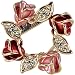 Rose Wreath Crystal Rhinestone Gold-Tone Brooch Pin - Pink