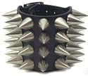 Leather 4 Row Spiked Bracelet w/Buckles punk rock GOTH