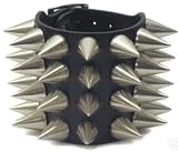 Leather 4 Row Spiked Bracelet w/Buckles punk rock GOTH