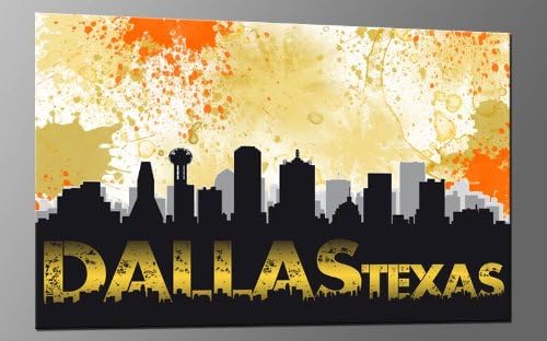 DIGITAL ART XL Artwork DALLAS BLOTS CREME XXL Panel 47 x 31,5" USA CITY SKYLINE A01959 Canvas Art Ready to Hang Framed Wall Art Decor Hand-made with Love, Cheaper than Oil painting Wallprint LIVING STYLE FINE ART PRINT MADE IN GERMANY