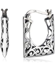 Sterling Silver Bali Inspired Filigree Square Hoop Earrings