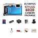 Olympus Stylus Tough-6020 Digital Camera (Blue) HUGE PACKAGE including 8GB SD Memory Card + Memory Card Reader + Extended Life Replacement Battery + AC/DC Battery Charger + Carrying Case + Mini Top Tripod + Floating Strap AND MORE!