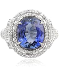 Diamond & Blue Sapphire 18k White Gold Right Hand Ring