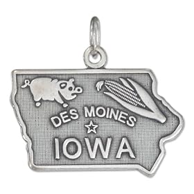 STERLING SILVER ANTIQUED IOWA STATE CHARM