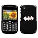 BLACKBERRY AT&T SPRINT TMOBILE VERIZON METROPCS CURVE 8520 8530 9300 9330 HARD PLASTIC DESIGN BLACK AND WHITE BATMAN LOGO RHINESTONE CRYSTAL BEADS SNAP ON CASE COVER