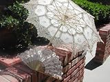 Battenburg Lace Parasol W/Matching Lace Fan