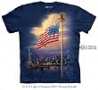 The Mountain Thomas Kinkade Light of Freedom American Flag Adult T-shirt