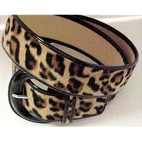Faux Fur Leopard Patent Leather Buckle Celebrity Belt