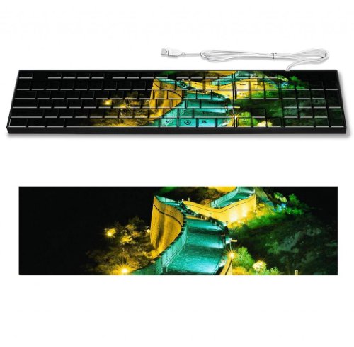 Lighted China Great Wall Landmark Keyboard Customized Made to Order Support Ready 16 7/8 inch (430mm) x 4 7/8 inch (125mm) x 15/16 inch (25mm) High Quality MSD Key board Boards desktop laptop Key_board comfortable computer accessories cute gaming gear