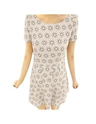 Summer Short Sleeves Two-Toned Floral Print Colorblocking Round Neck Chiffon  Dress