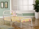 White Finish Metal Toddler Bed Frame with Rails