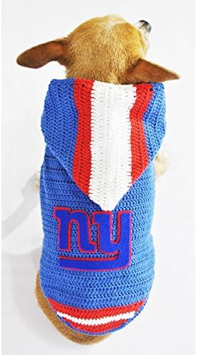 New York Giants Dog Hoodie Ny Dog Jerseys NFL Pet Clothes Super Bowl Football Dog Clothes Puppy Clothing Chihuahua Apparel Unique Handmade Crochet Dk977 Myknitt - Free Shipping (Small)