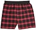 Adult Flannel Boxer Shorts Elastic Waist False Fly Red and Black Plaid