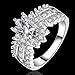 Fashion Elegant Silver Jewelry Austrian Crystal Sunflower Lucky Ring Wedding Ring