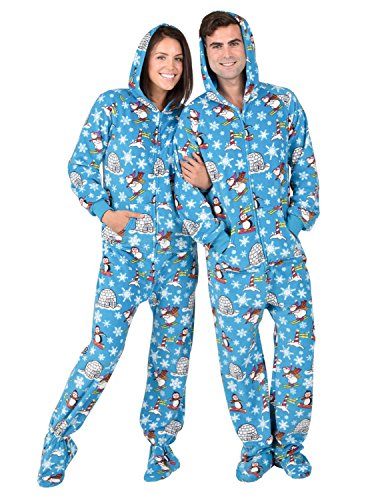 Footed Pajamas - Winter Wonderland Adult Hoodie Fleece
