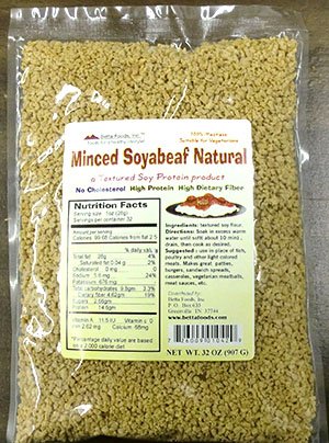 Betta Foods Minced Soyabeaf Natural (Unflavored TVP), 32-Ounce Bag
