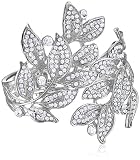Elegant Silver Tone Crystal Embellished Summer Leaves Bangle Bracelet for Bridal, Proms, Pageants, Parties